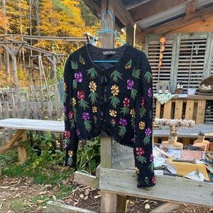 Vintage 1980s silk beaded cardigan 🍇